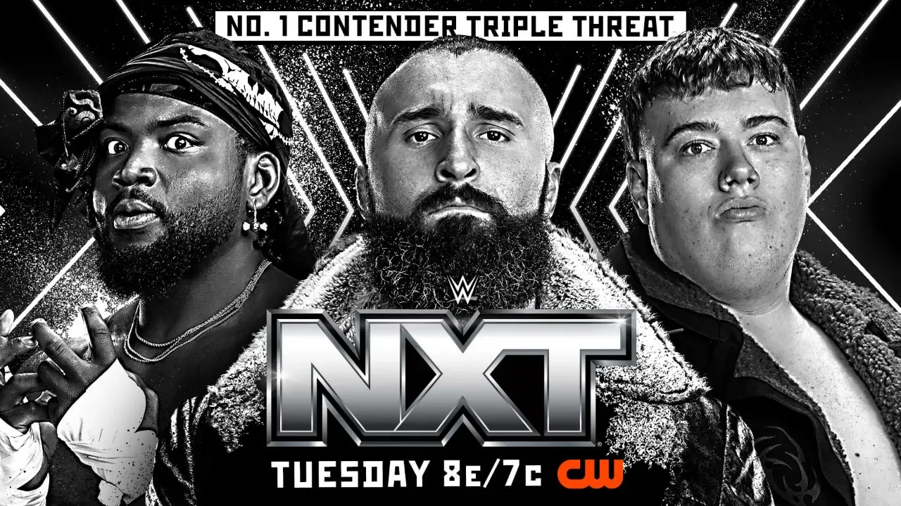 NXT promotional graphic for the No. 1 Contender Triple Threat match featuring Saquon Shugars, Tony D'Angelo, and Mason Rook for the September 15, 2026 episode on The CW.