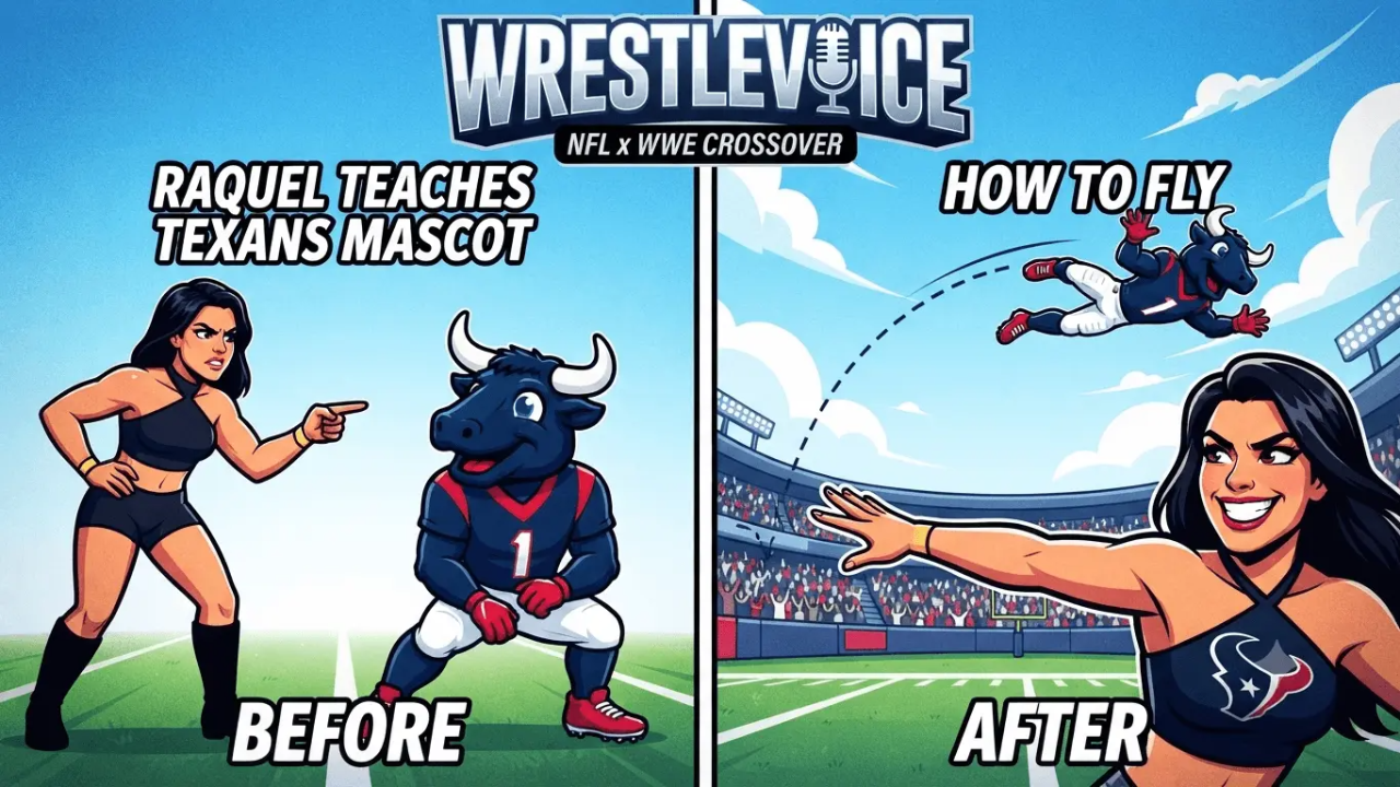 WWE Women’s IC Champ Raquel Teaches Texans Mascot How to Fly