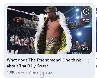 A YouTube clip thumbnail for AJ Styles' podcast featuring Will Ospreay with an unoptimized search title[cite: 2].