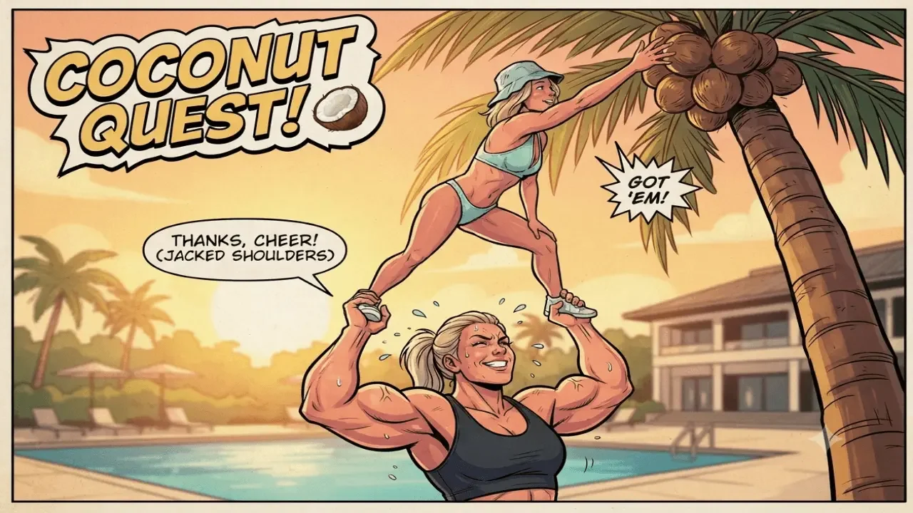WWE’s Skylar Raye and Myka Lockwood’s Human Ladder Coconut Hack