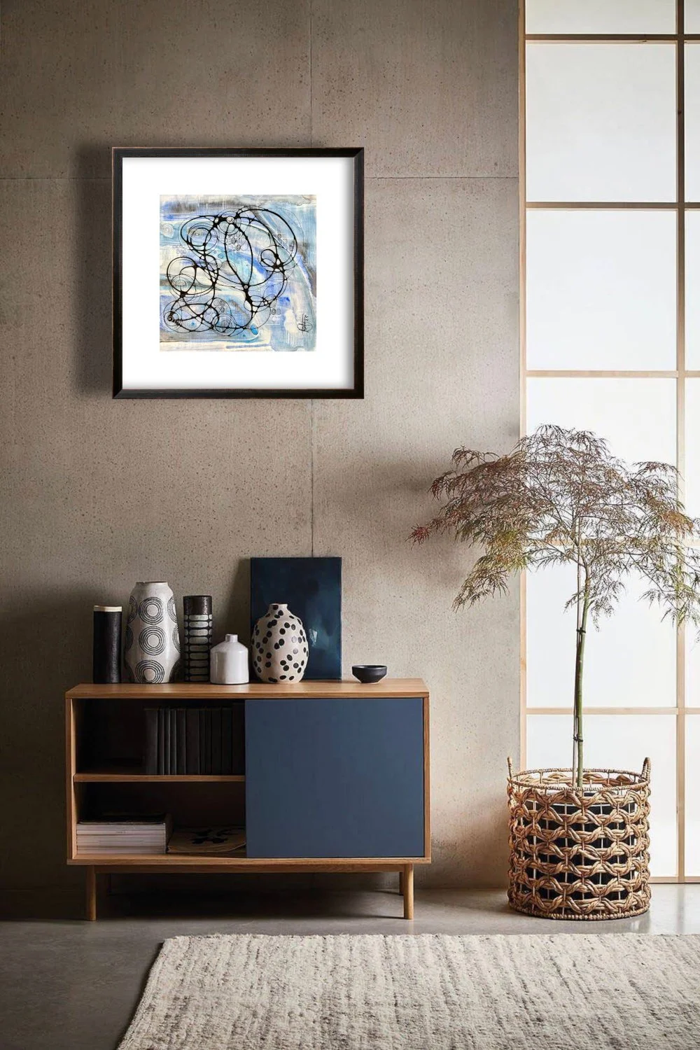 Exemple de décor l'aquarelle bleue réalisée par Martine Giguère