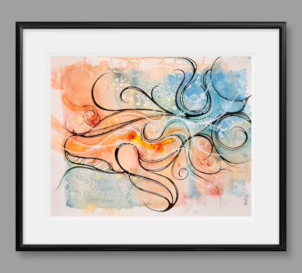 Exemple de cadre de l'aquarelle orange réalisée par Martine Giguère