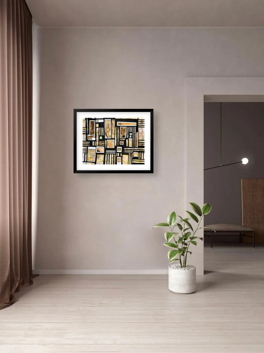 Exemple de décor de l'aquarelle jaune et noir réalisée par Martine Giguère