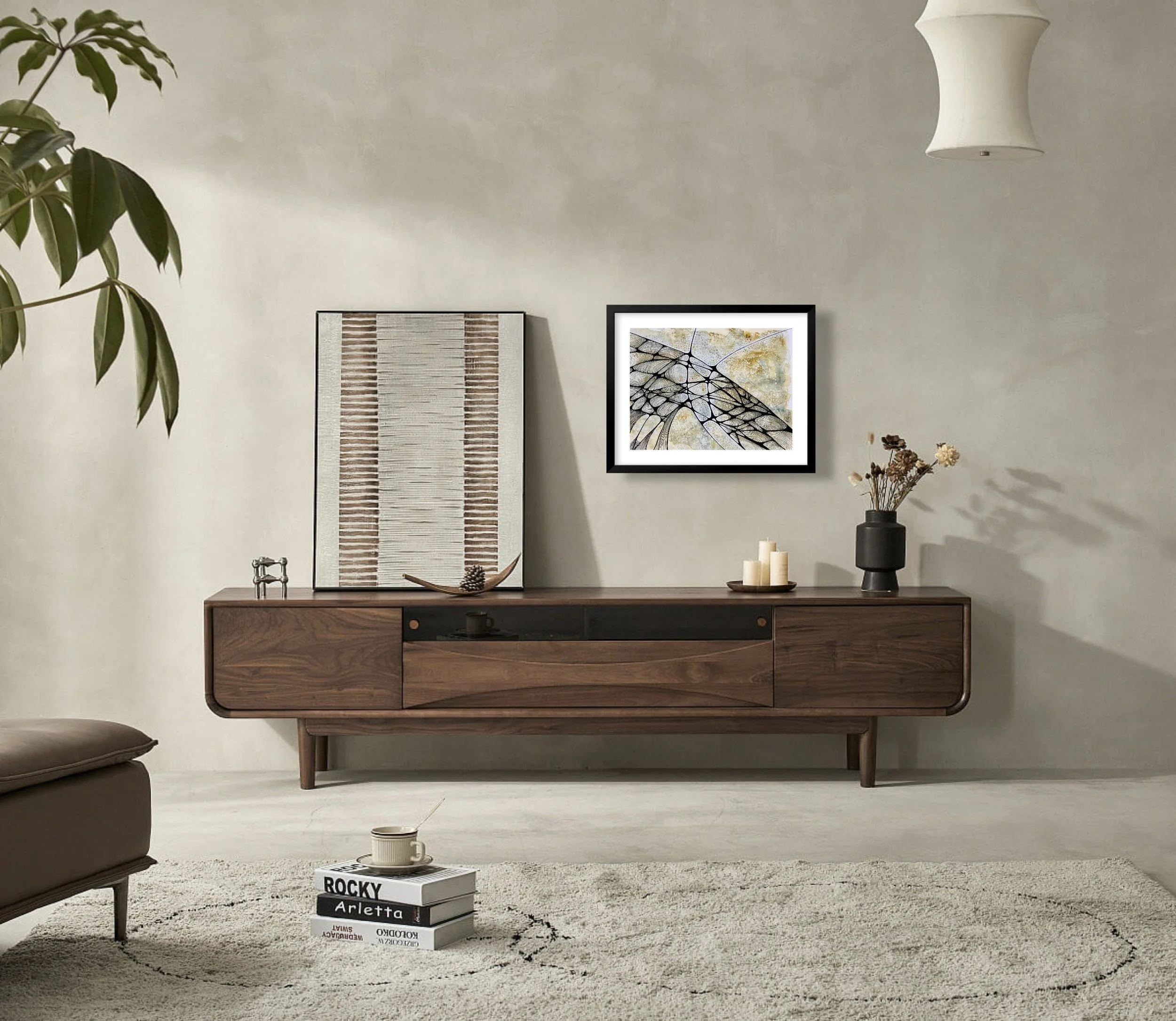 Exemple dans un décor l'aquarelle jaune et noir réalisée par Martine Giguère