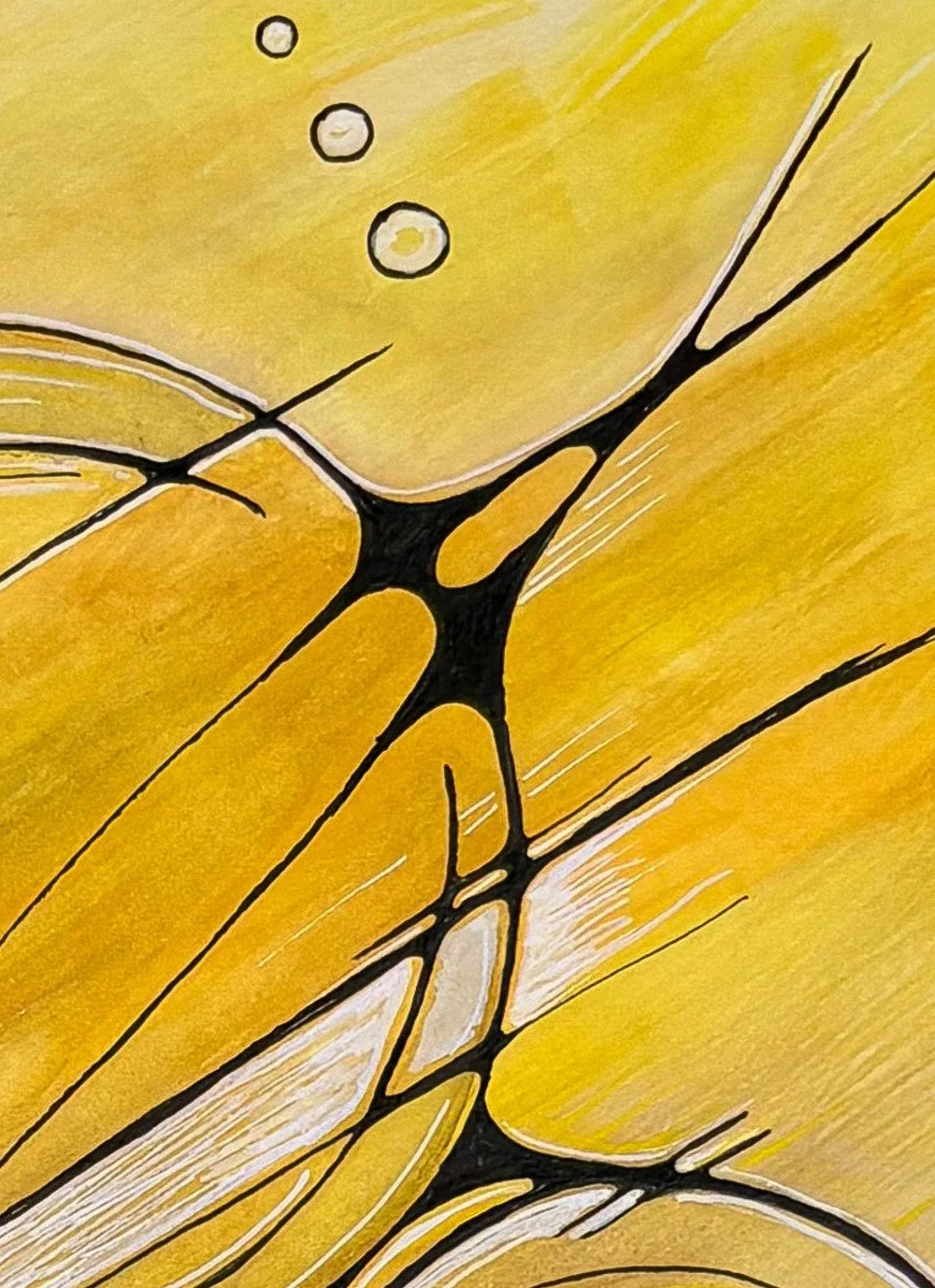 Détail de cadre de l'aquarelle jaune réalisée par Martine Giguère