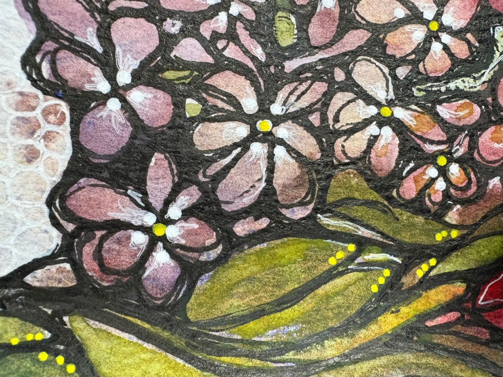 Détail de l'aquarelle réalisée par Martine Giguère