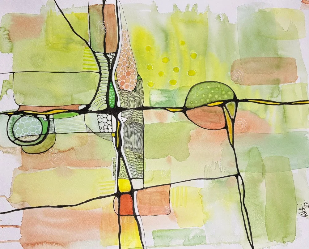 Aquarelle aux couleurs paisibles réalisée par Martine Giguère