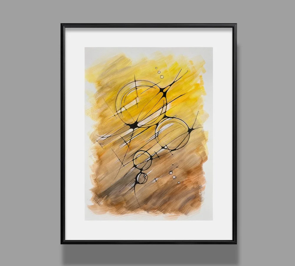 Exemple de cadre de l'aquarelle jaune réalisée par Martine Giguère