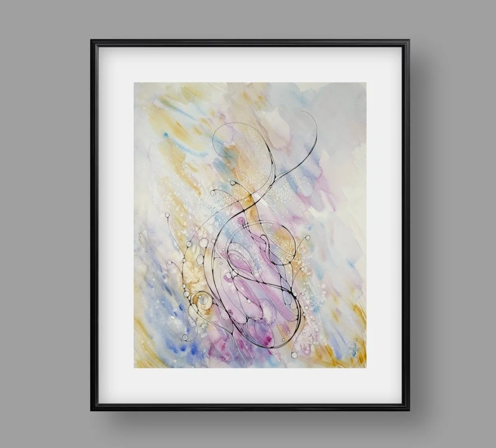 Exemple de cadre de l'aquarelle de couleurs douces réalisée par Martine Giguère