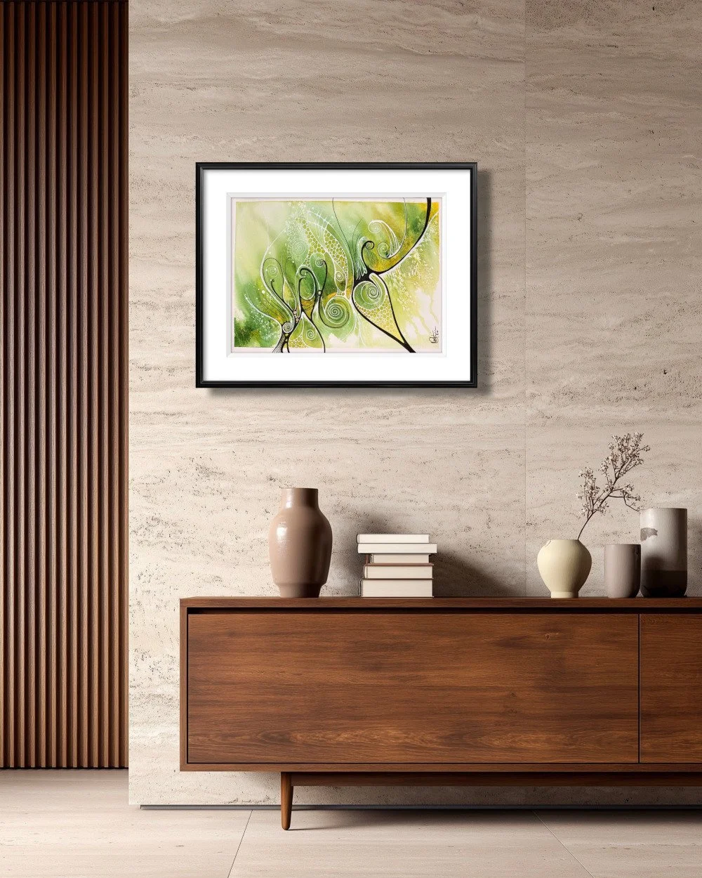 Exemple de décor de l'aquarelle aux teintes printanières réalisée par Martine Giguère