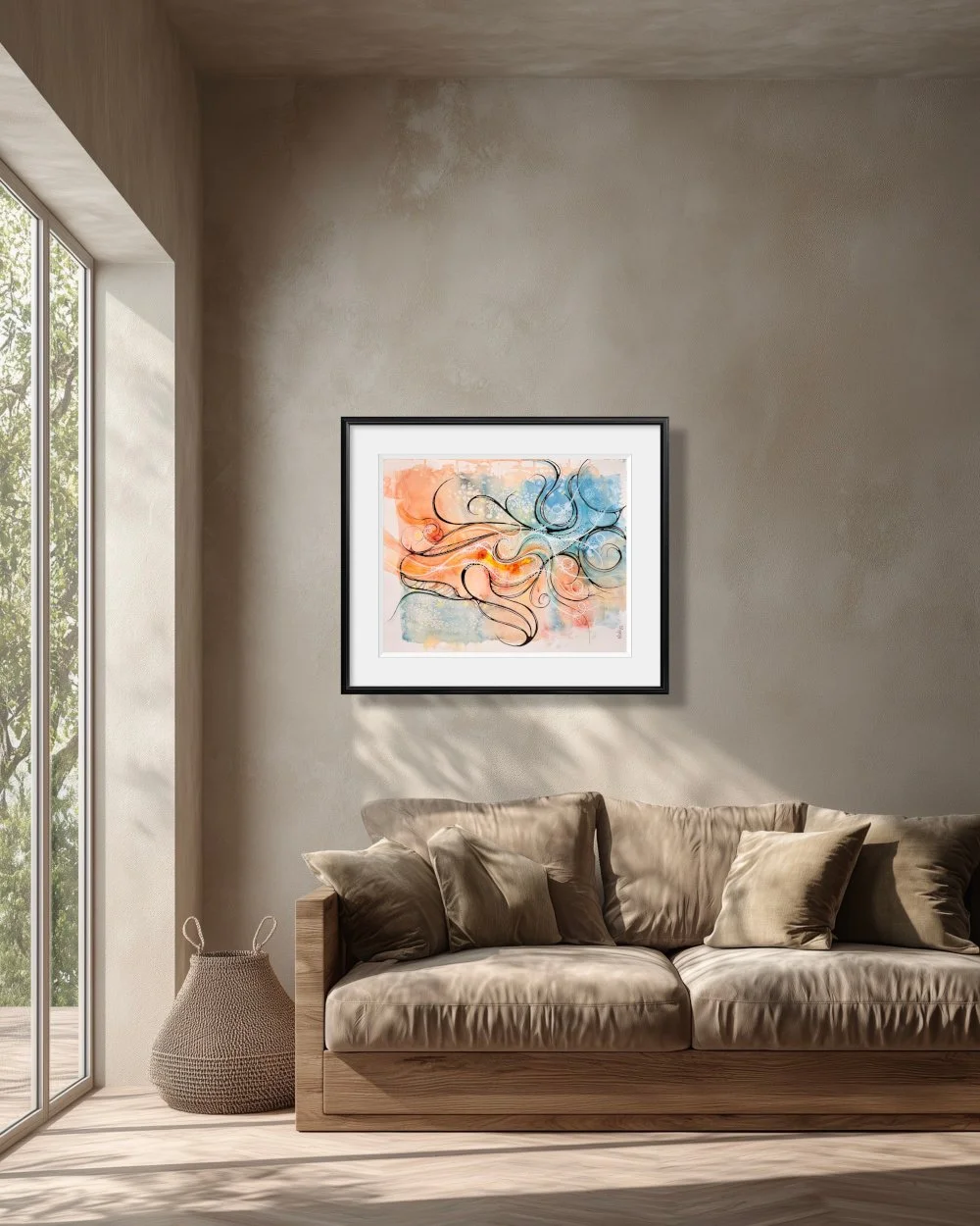 Exemple de décor de l'aquarelle orange réalisée par Martine Giguère