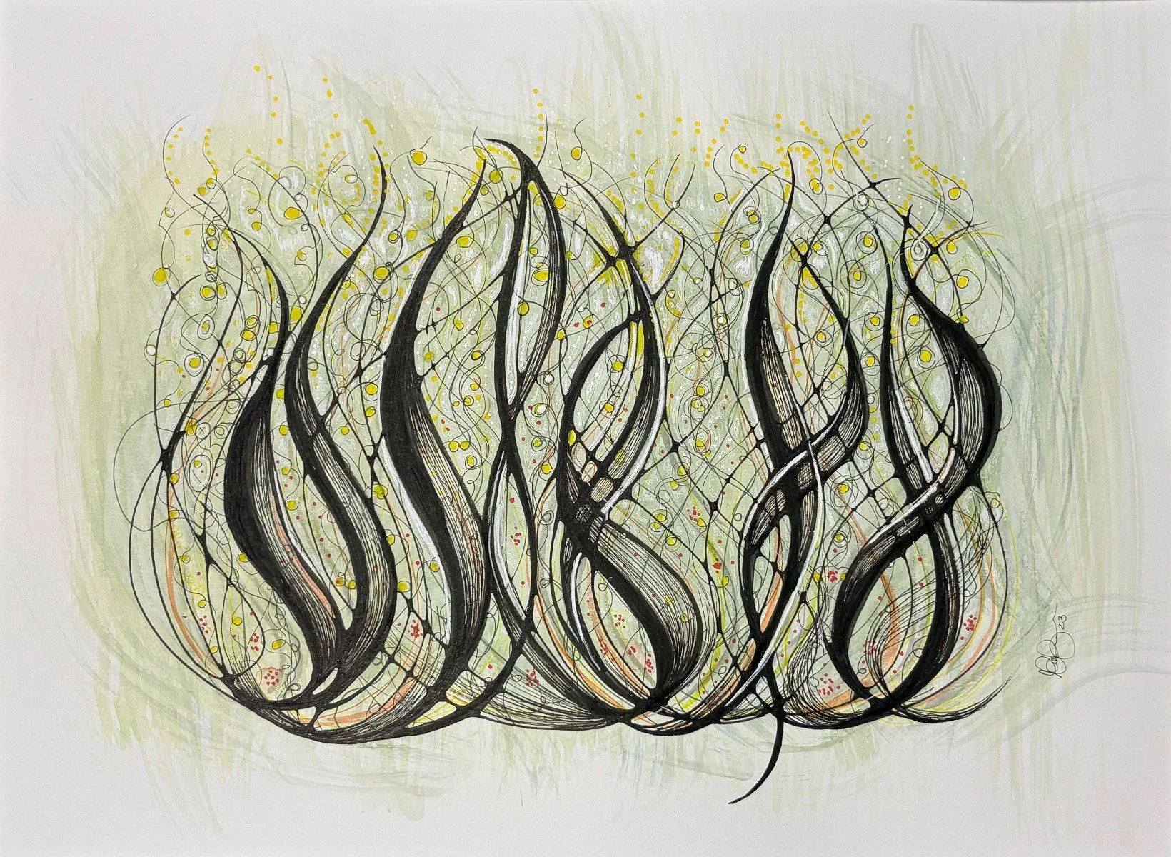 La danse du vent - aquarelle et encre, 9x12, 100$