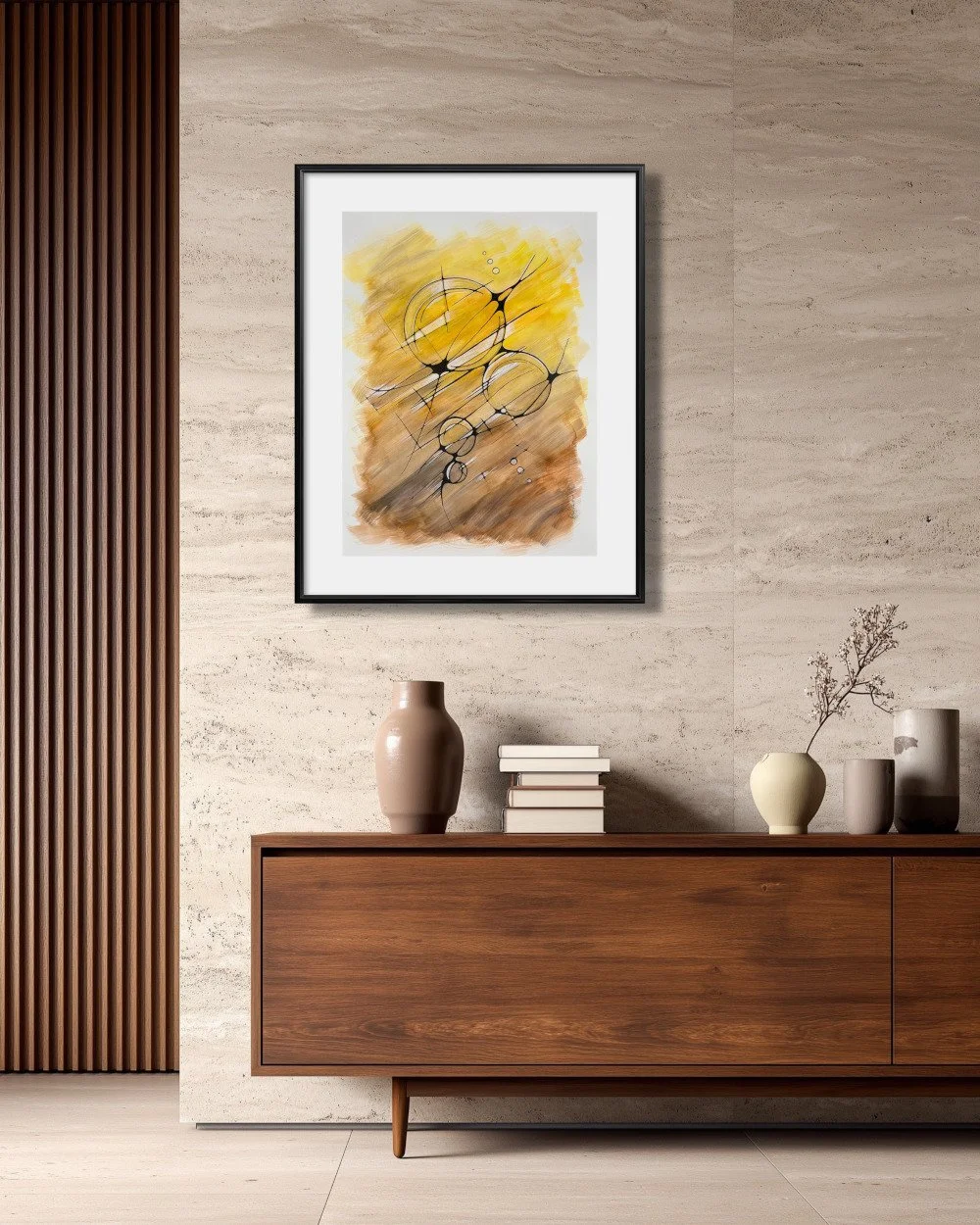 Exemple de décor de l'aquarelle jaune réalisée par Martine Giguère