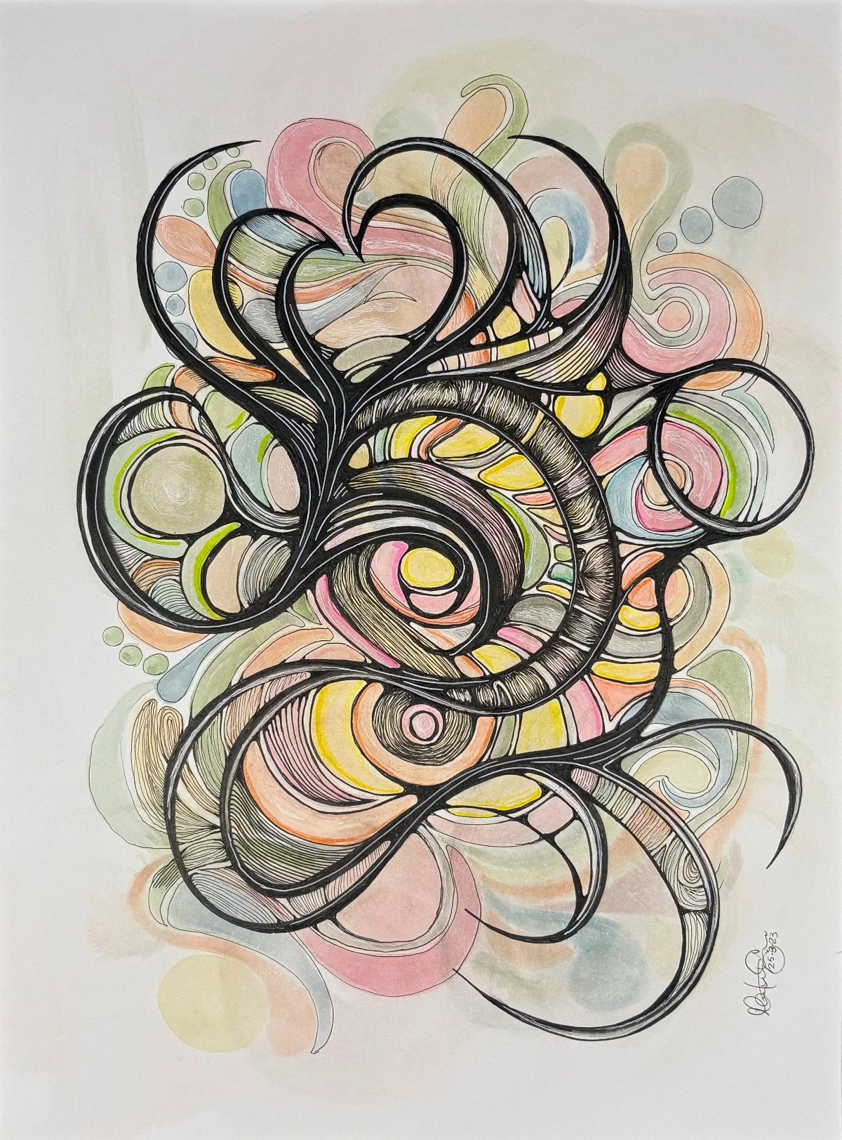 S'ouvrir à la beauté d'un rire, d'un regard, d'une amitié - aquarelle et encre, 9x12, 100$