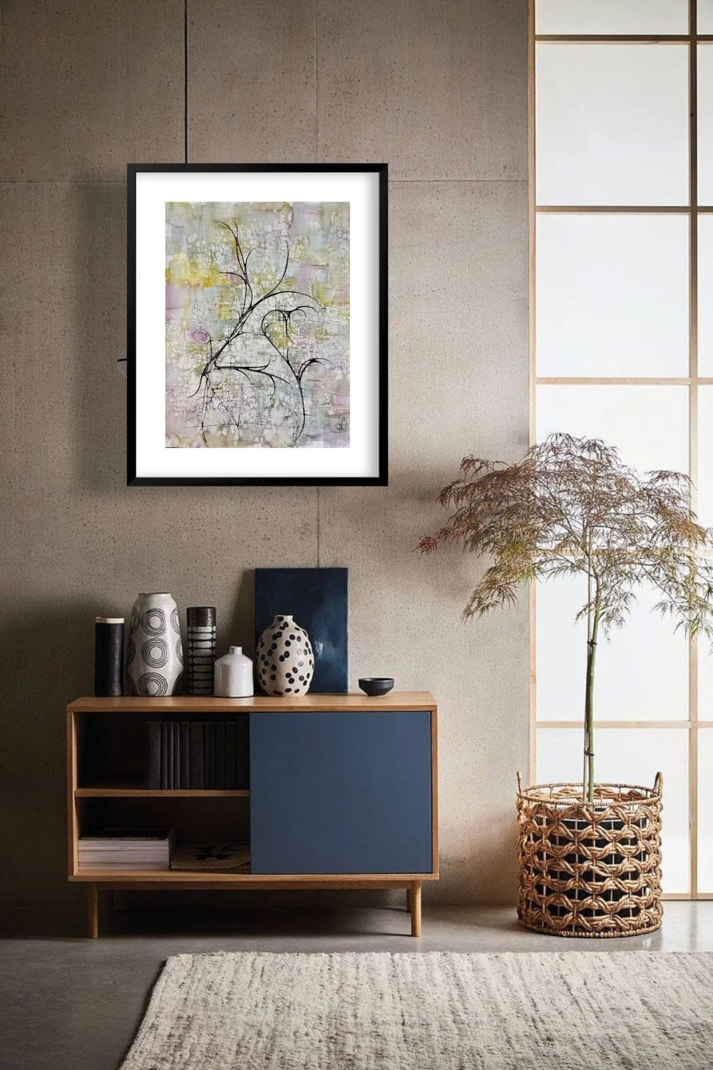 Exemple de décor de l'aquarelle de couleurs douces réalisée par Martine Giguère