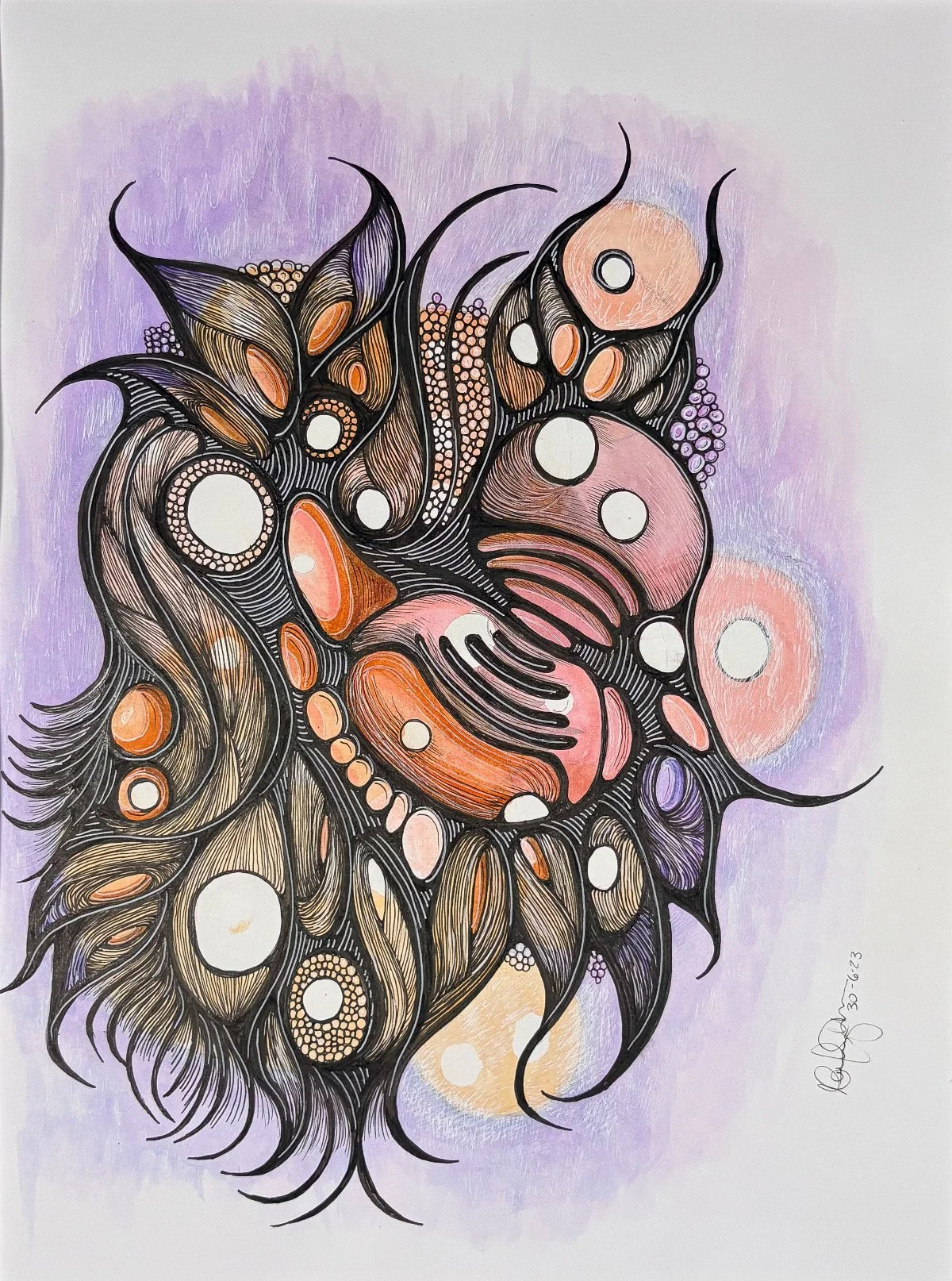 La créature cosmique - aquarelle et encre, 9x12, 100$