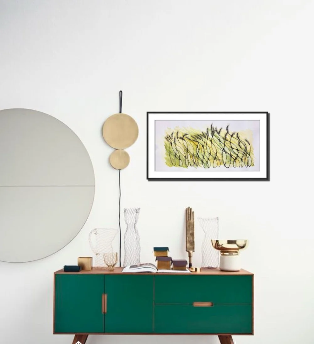 Exemple de décor de l'aquarelle jaune réalisée par Martine Giguère