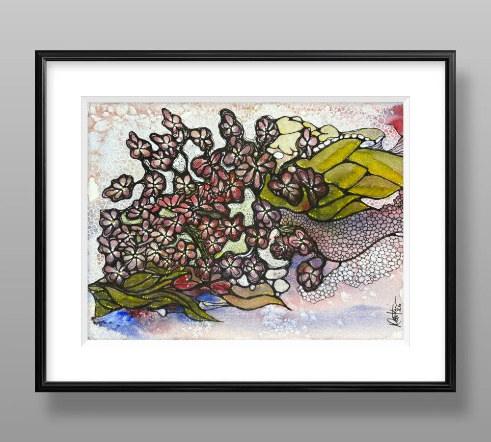 Exemple de cadre de l'aquarelle réalisée par Martine Giguère