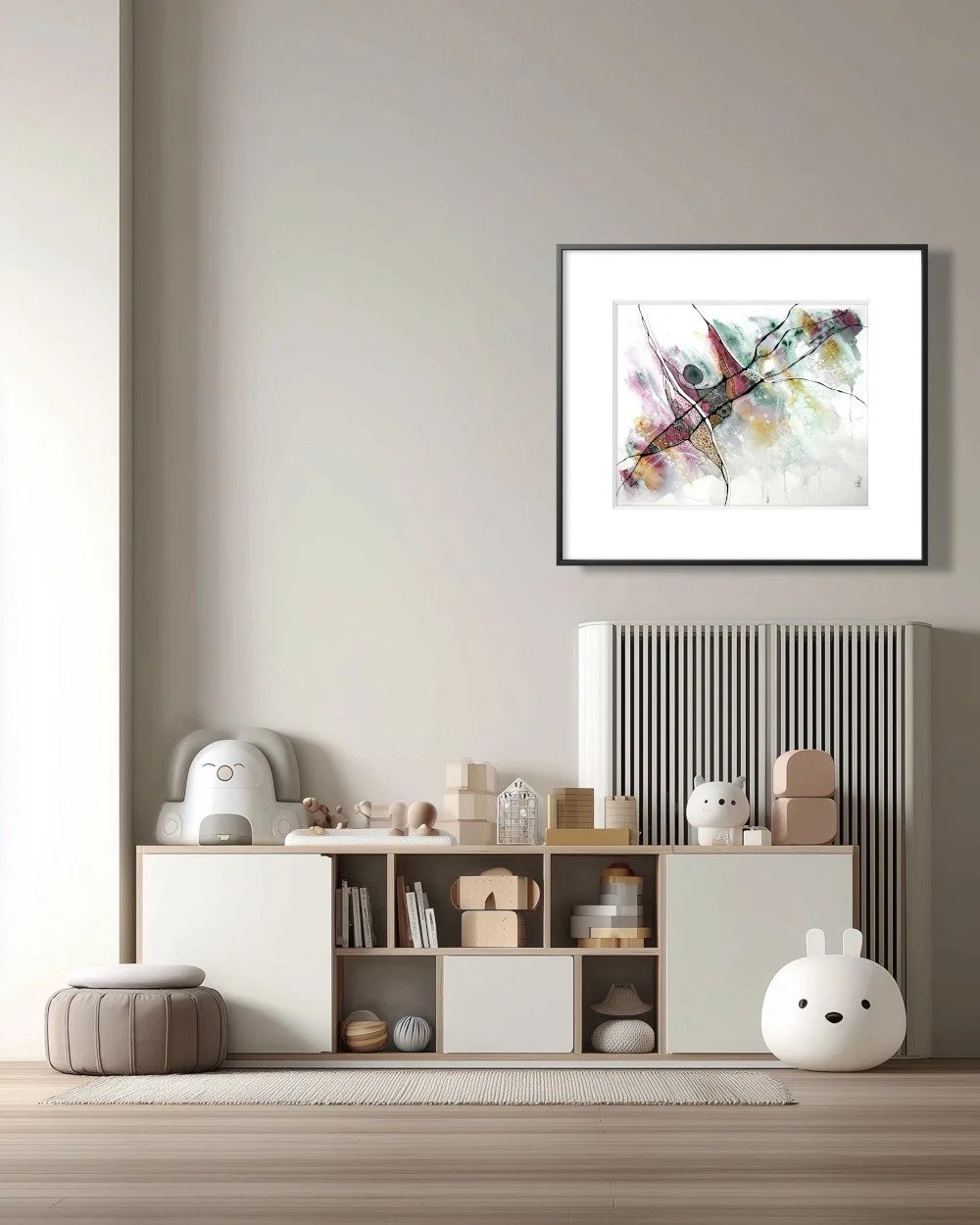 Exemple de décor de l'aquarelle aux couleurs flamboyantes réalisée par Martine Giguère