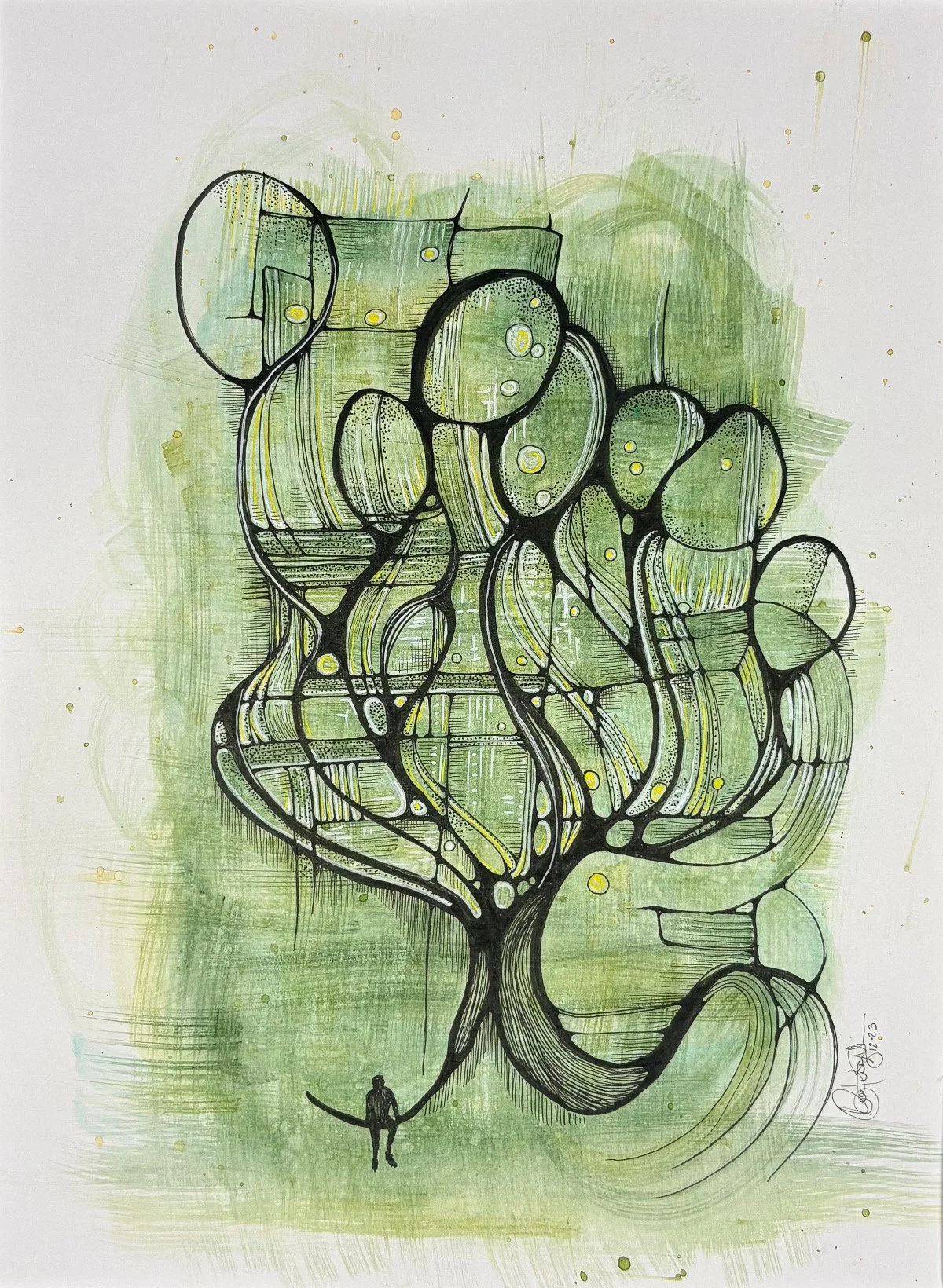 Le songe - aquarelle et encre, 9x12, 100$