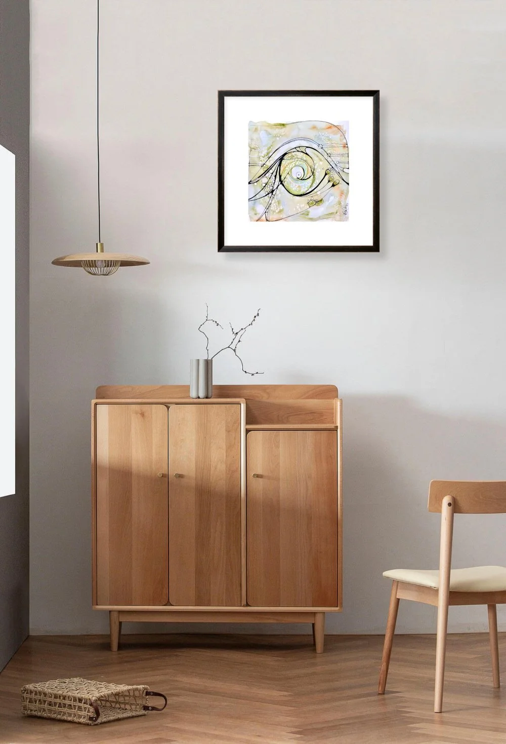 Exemple de décor de l'aquarelle jaune et vert réalisée par Martine Giguère