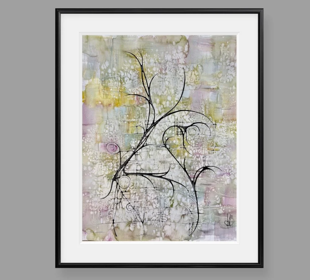 Exemple de cadre de l'aquarelle de couleurs douces réalisée par Martine Giguère