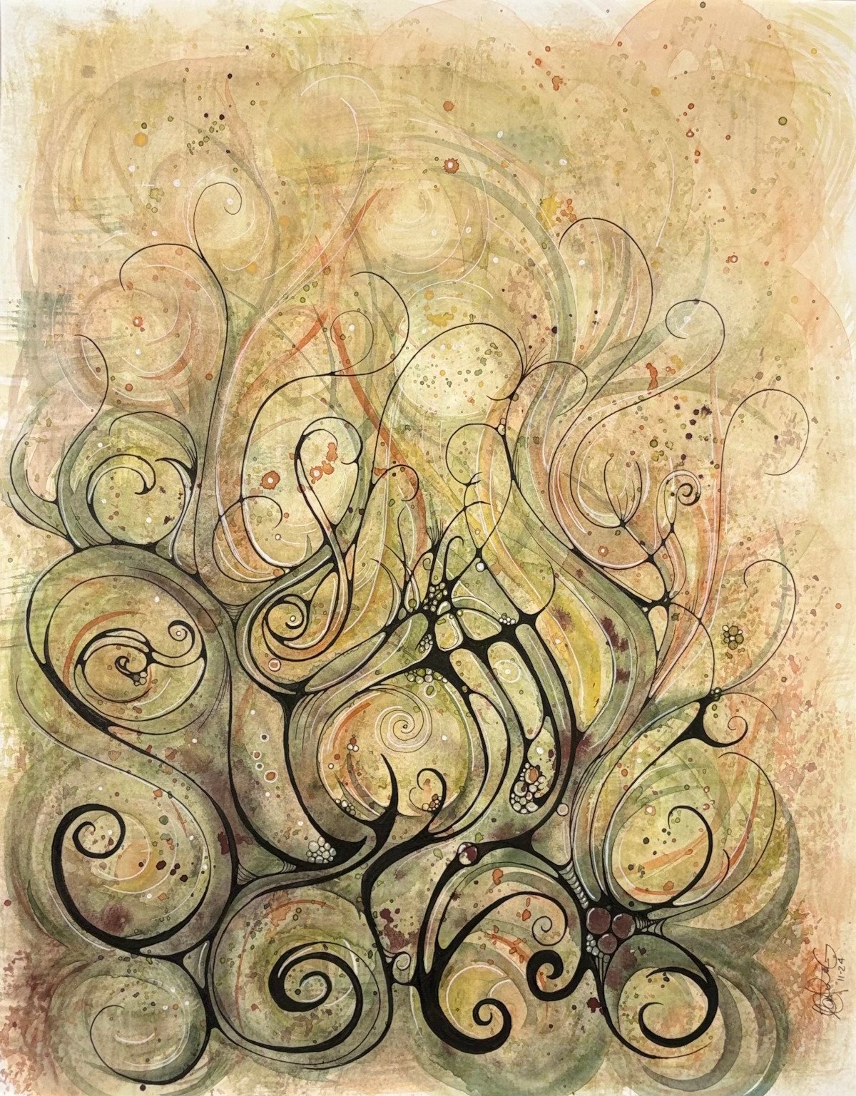 Bain tourbillon - aquarelle et encre, 16x20, 300$