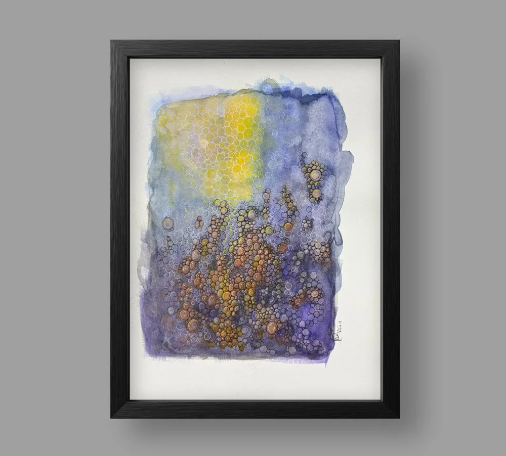 Exemple de cadre de l'aquarelle aux couleurs douces réalisée par Martine Giguère