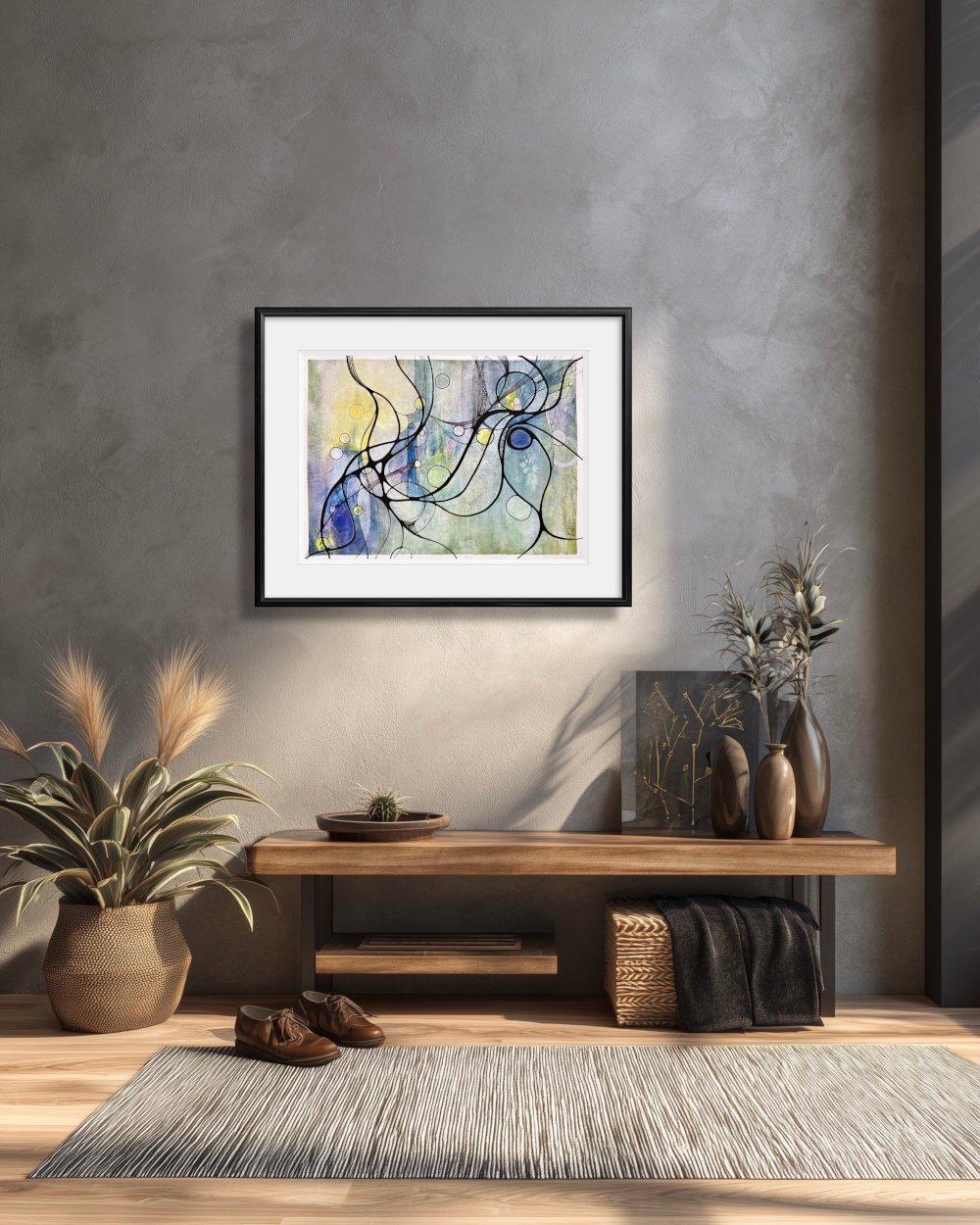 Exemple de décor de l'aquarelle aux couleurs délavées créé par Martine Giguère