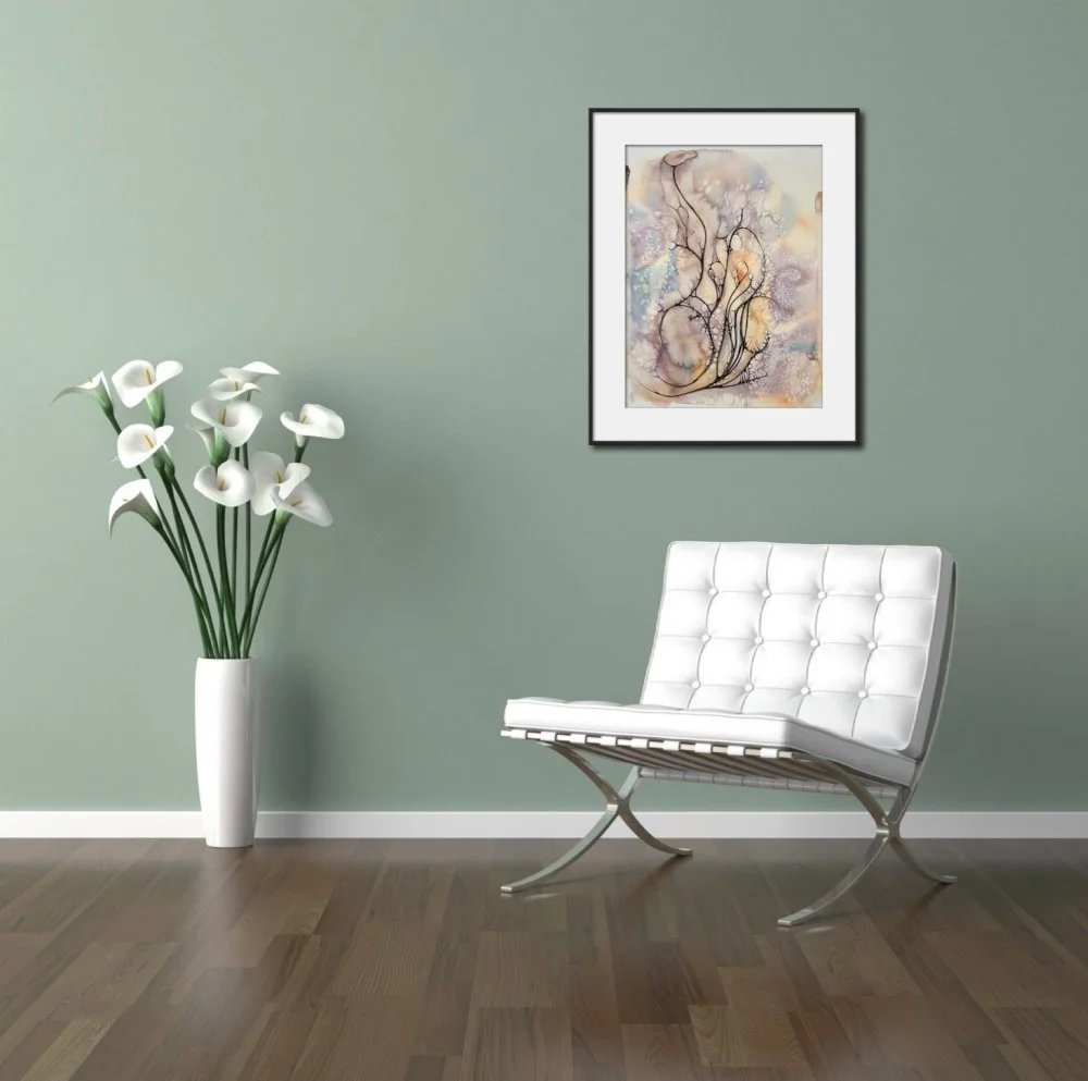 Exemple de décor de l'aquarelle de couleurs douces réalisée par Martine Giguère