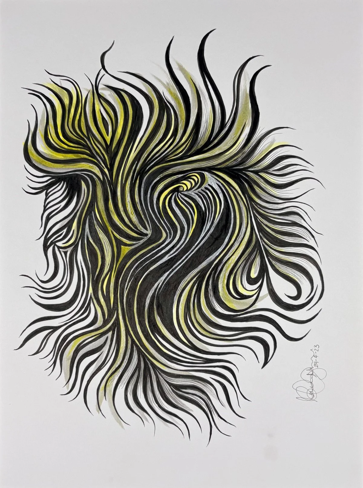 Le lion-zèbre - encre, 9x12, 100$