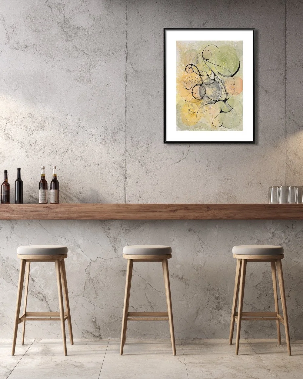 Exemple de décor de l'aquarelle de couleurs pastels réalisée par Martine Giguère