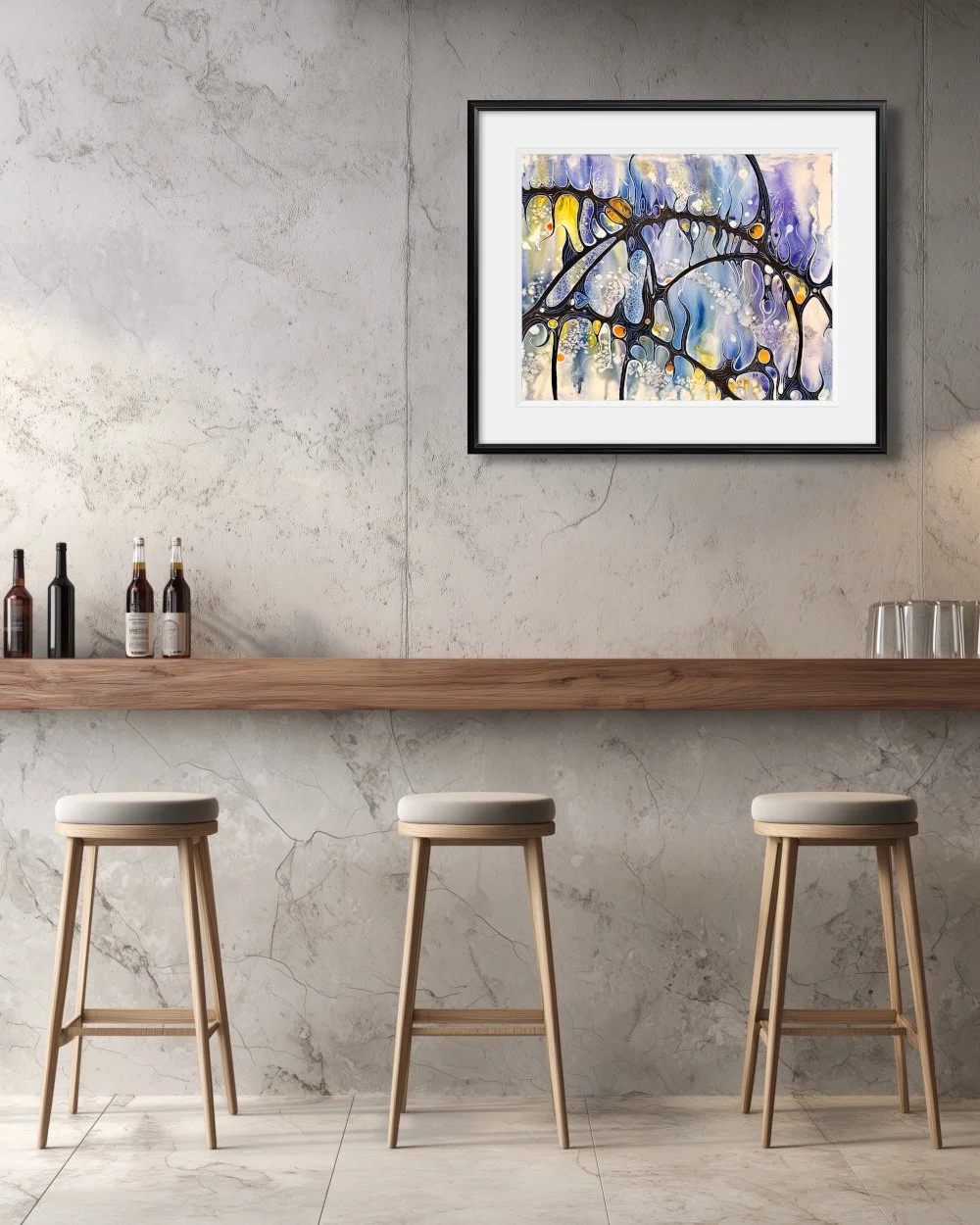 Exemple de cadre de l'aquarelle aux couleurs vives créé par Martine Giguère