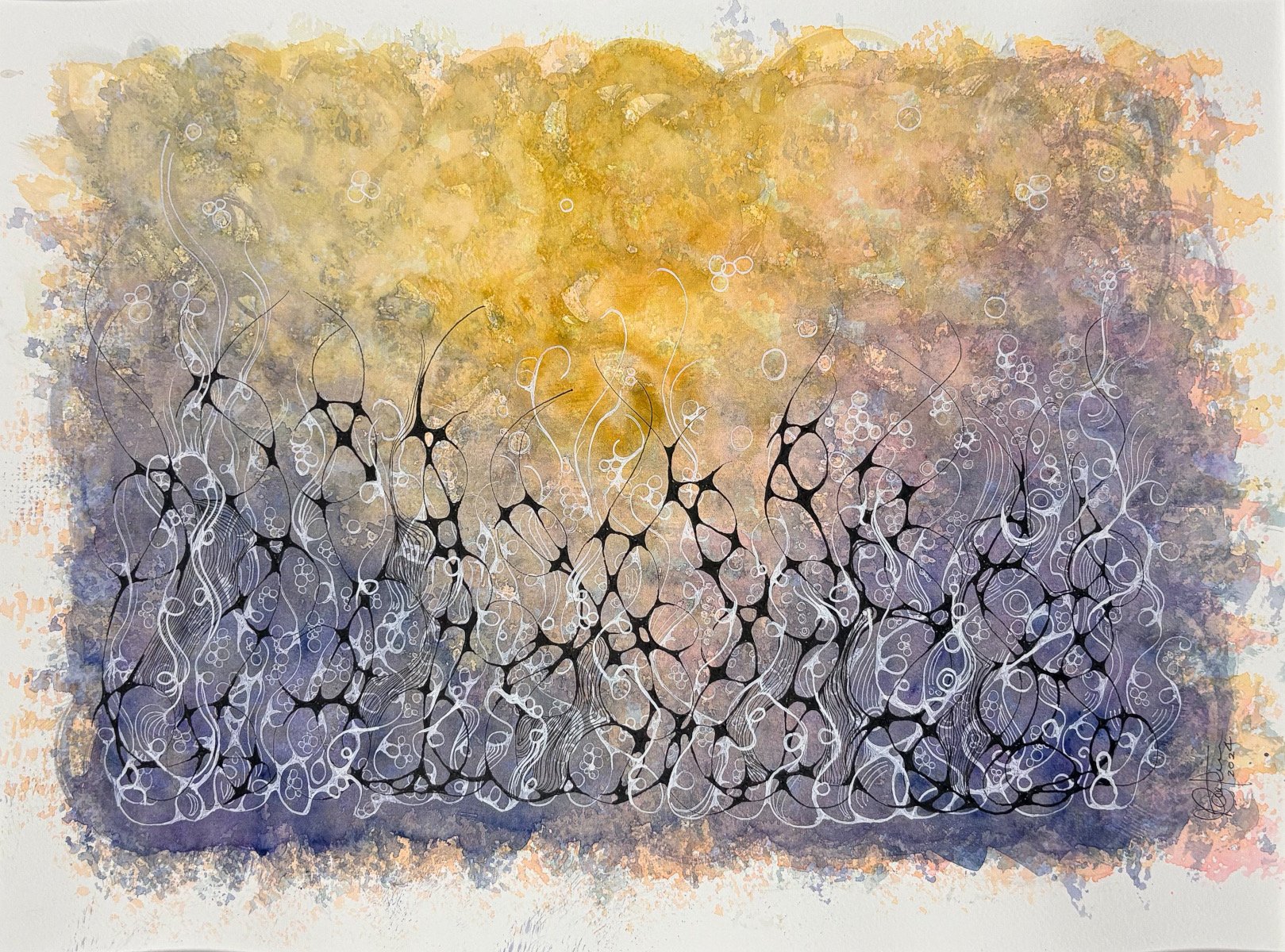 Dentelle - aquarelle et encre, 12x16, 200$