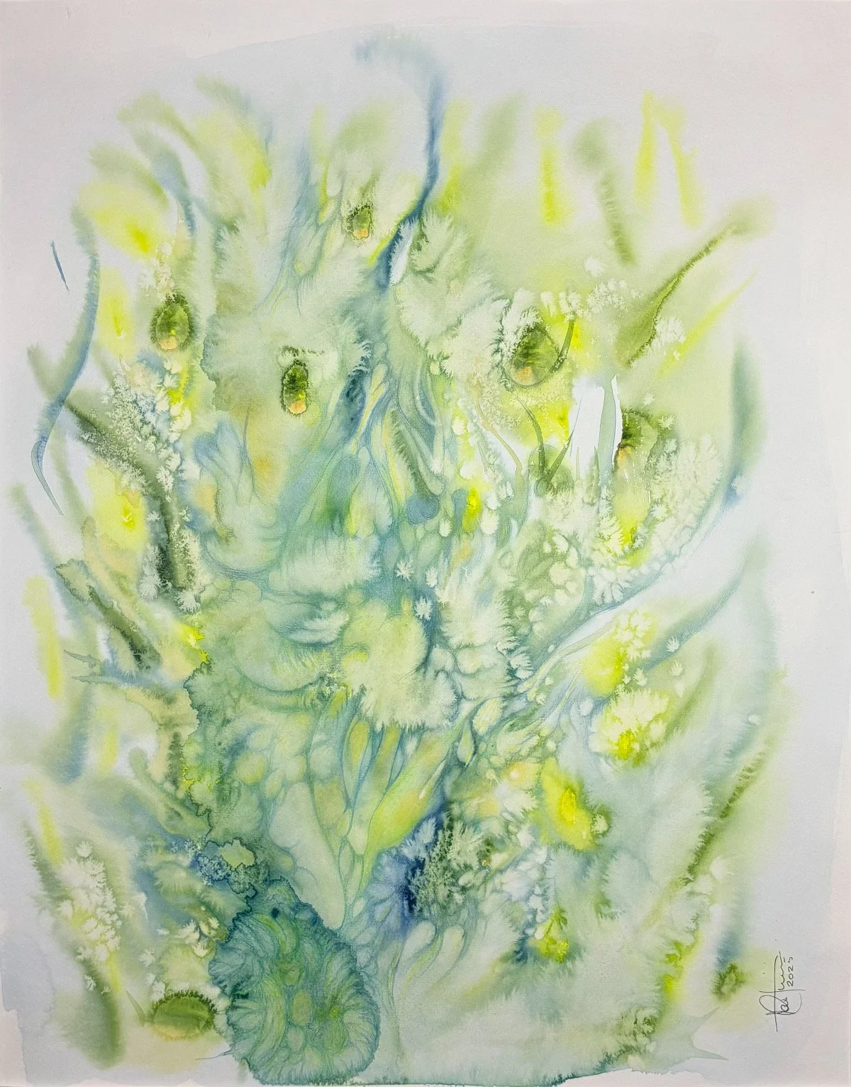 Osmose en fleurs - Aquarelle et crayons, 16x20, 300$