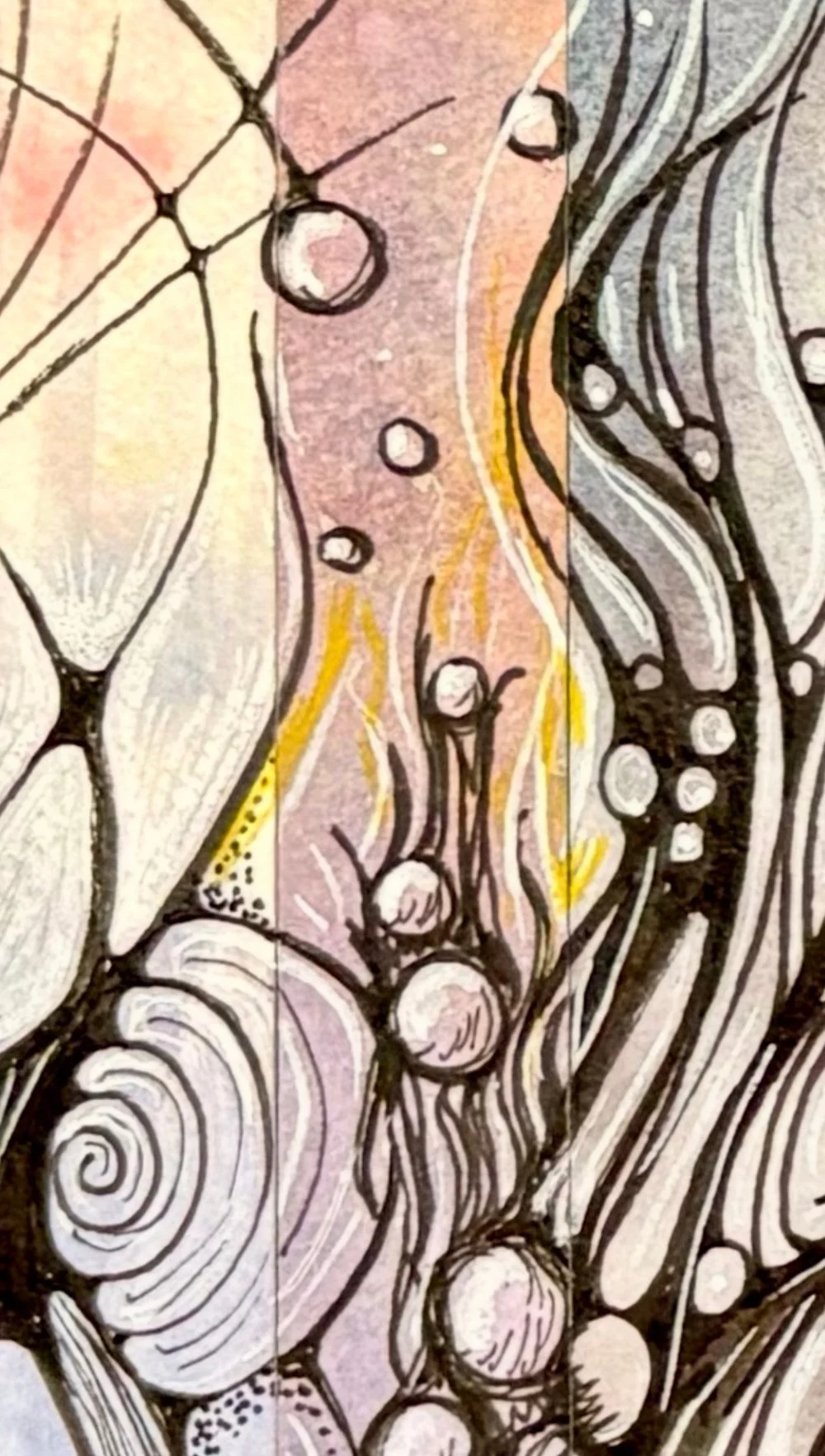 Aquarelle aux couleurs chaudes réalisée par Martine Giguère