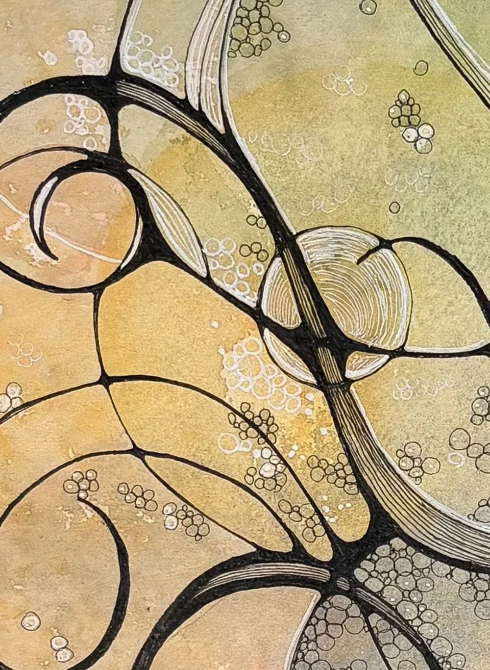 Détail de l'aquarelle de couleurs pastels réalisée par Martine Giguère