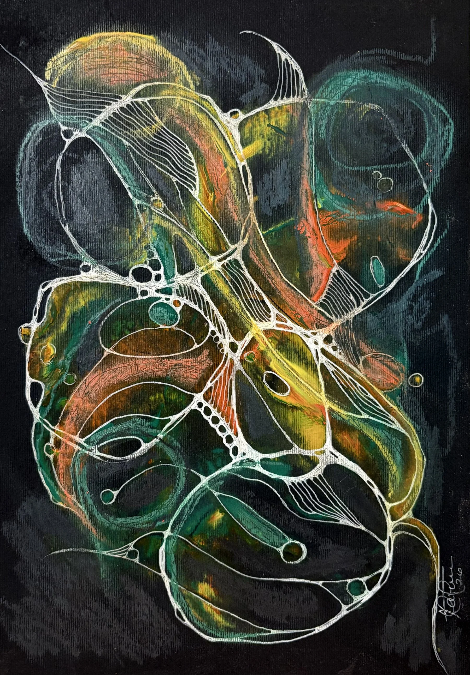Aquarelle réalisée sur papier noir par Martine Giguère