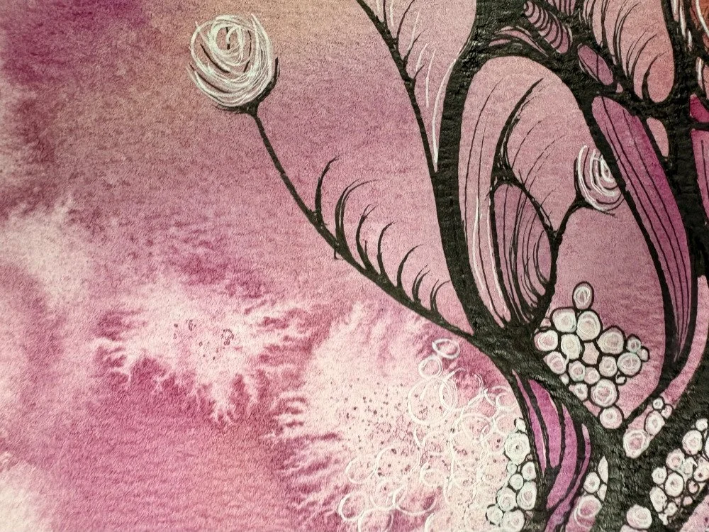 Détail de l'aquarelle réalisée par Martine Giguère