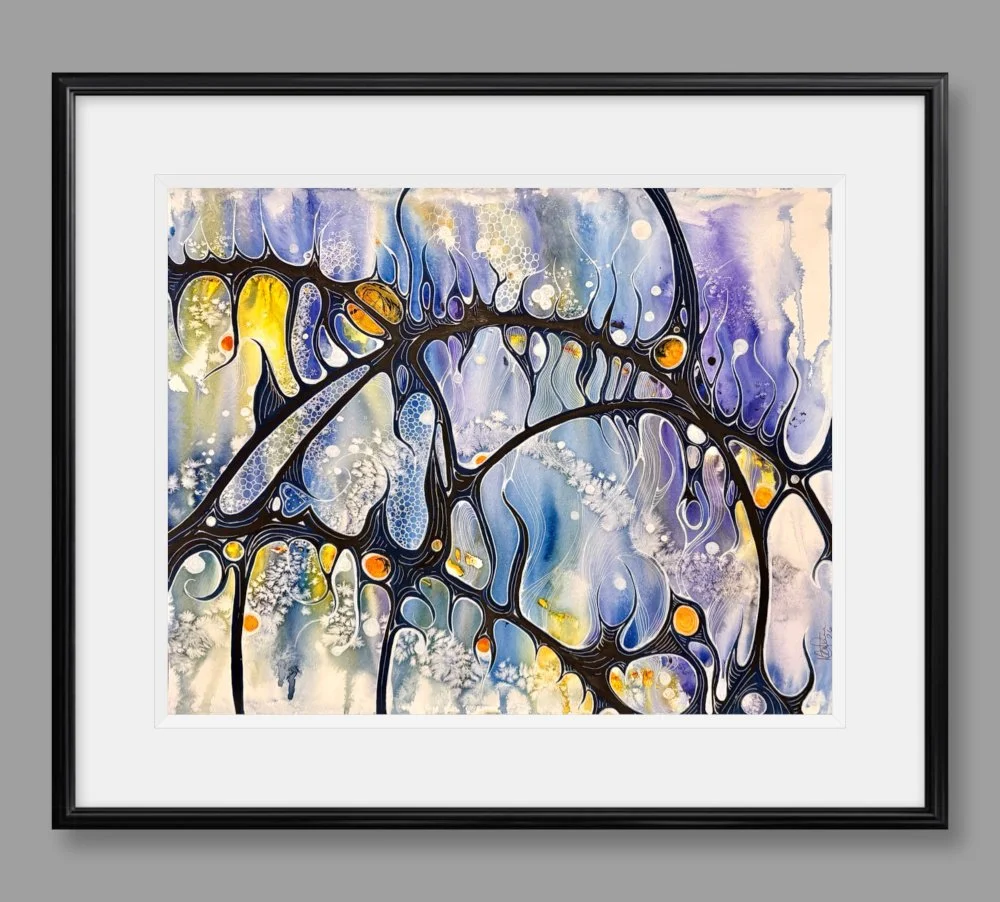 Exemple de cadre de l'aquarelle aux couleurs vives créé par Martine Giguère