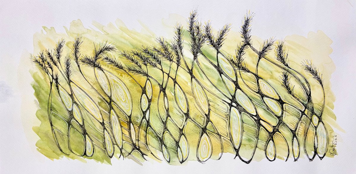 La danse - aquarelle et encre, 8x15.5, 100$