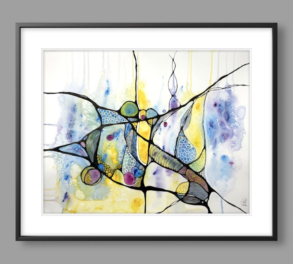 Exemple de cadre de l'aquarelle aux couleurs flamboyantes réalisée par Martine Giguère