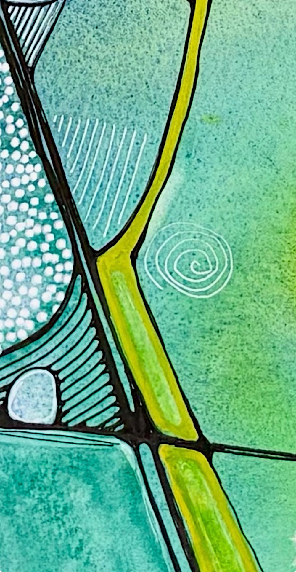 Détail de l'aquarelle aux couleurs paisibles réalisée par Martine Giguère