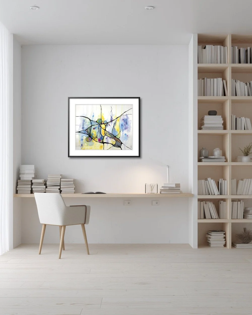 Exemple de décor de l'aquarelle aux couleurs flamboyantes réalisée par Martine Giguère