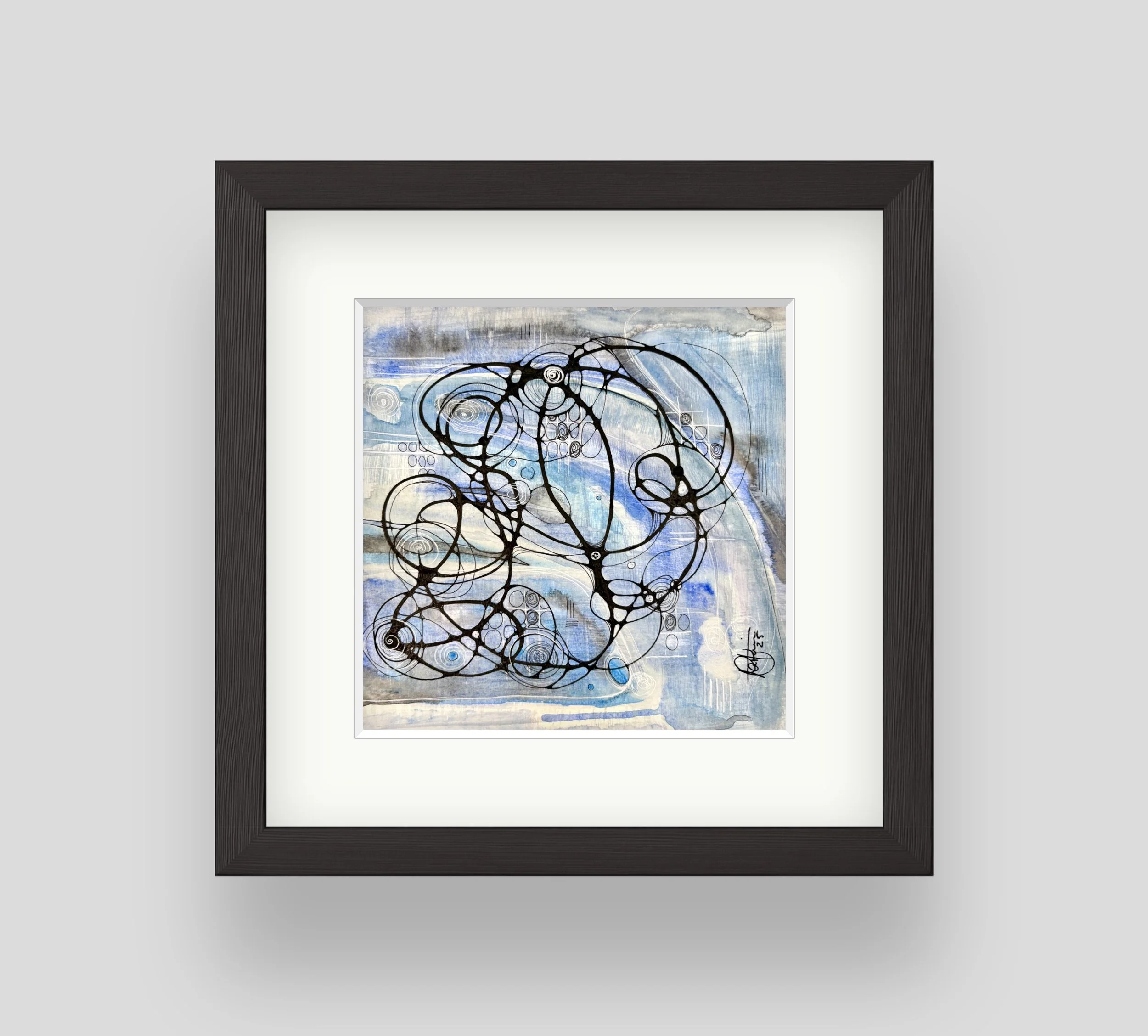 Exemple de cadre de l'aquarelle bleue réalisée par Martine Giguère