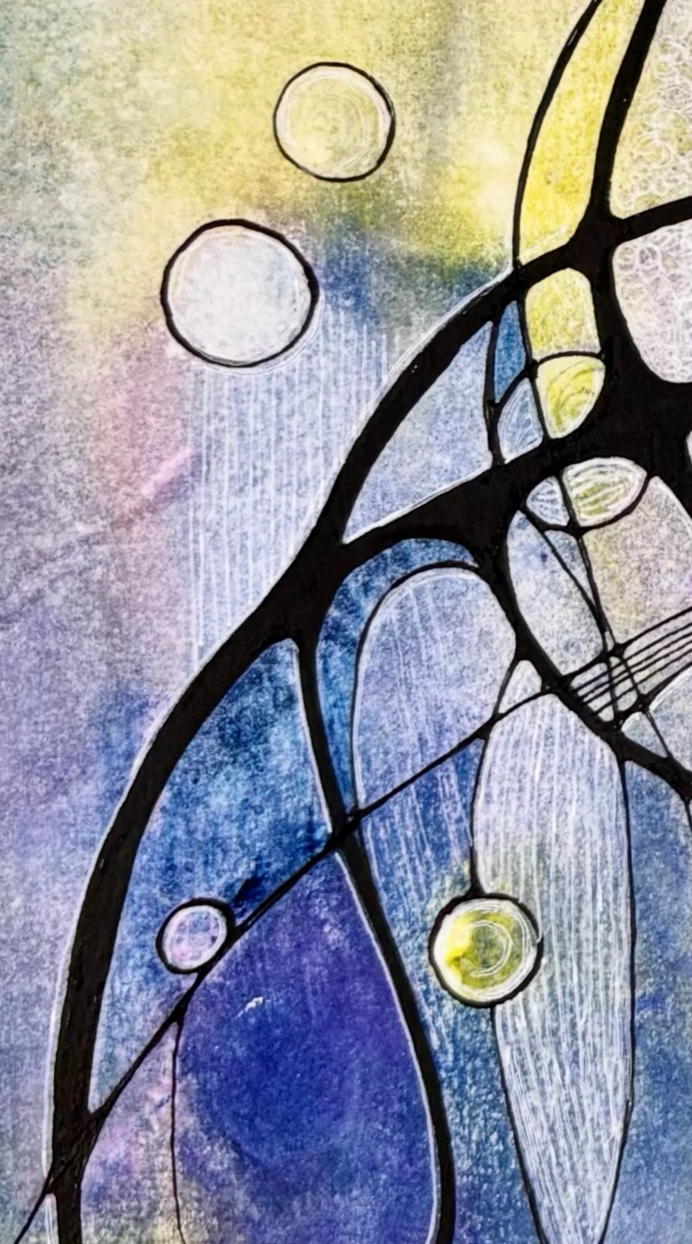 Détail de l'aquarelle aux couleurs délavées créé par Martine Giguère