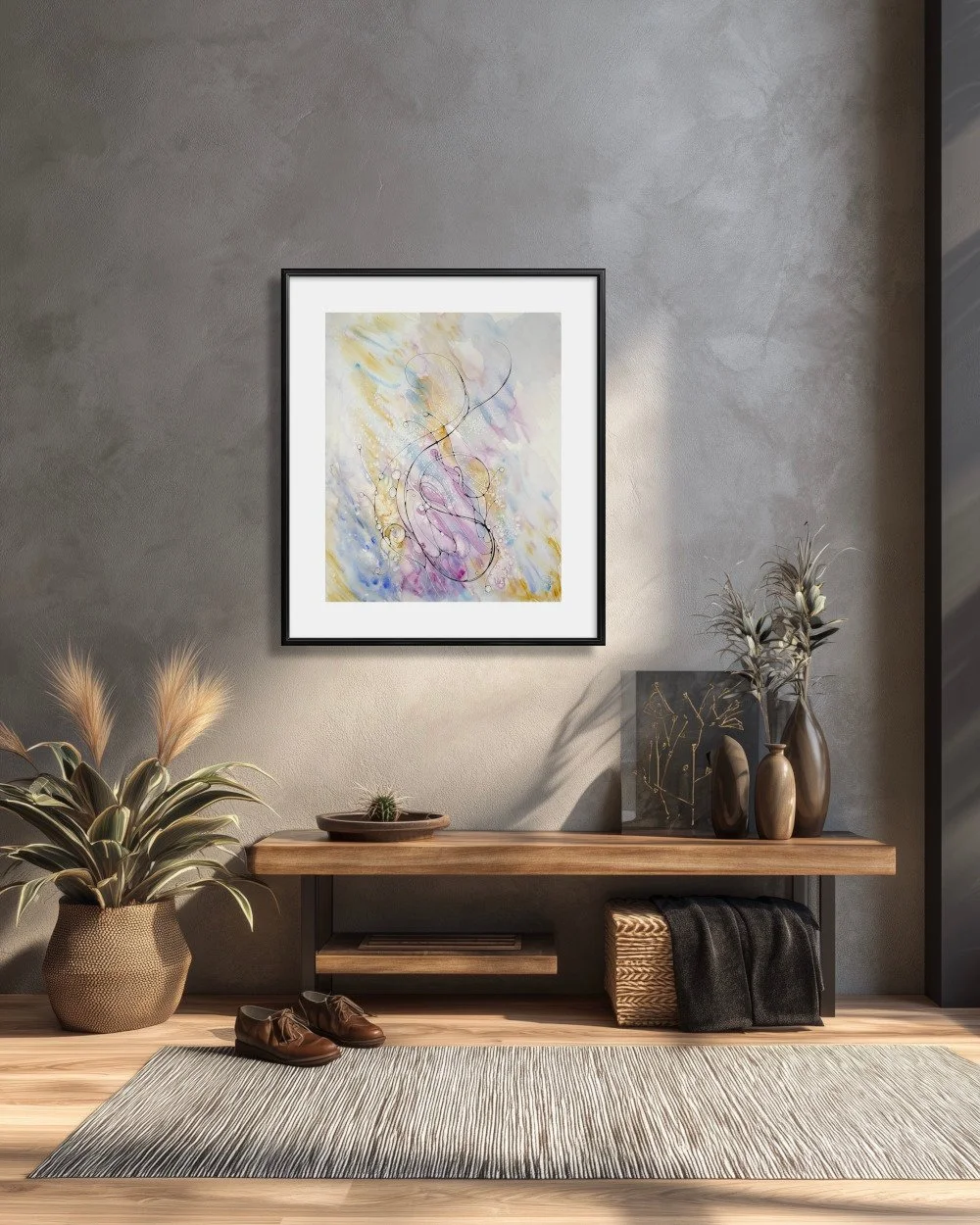 Exemple de décor de l'aquarelle de couleurs douces réalisée par Martine Giguère