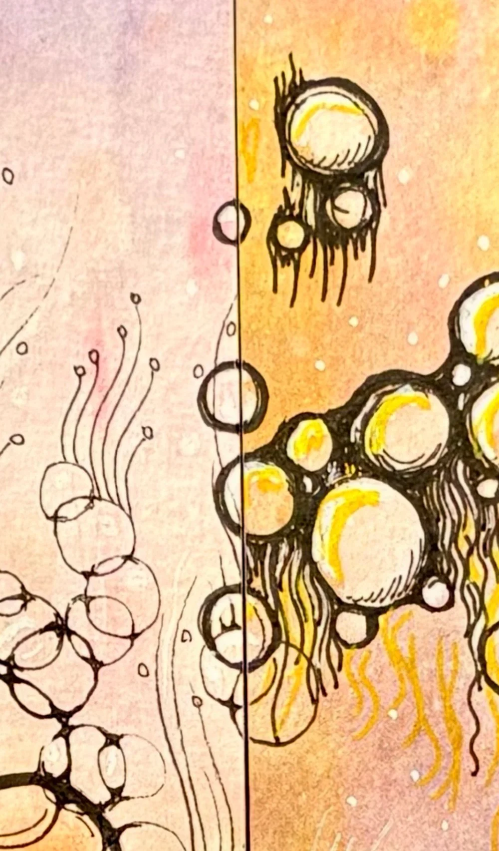 Aquarelle aux couleurs chaudes réalisée par Martine Giguère