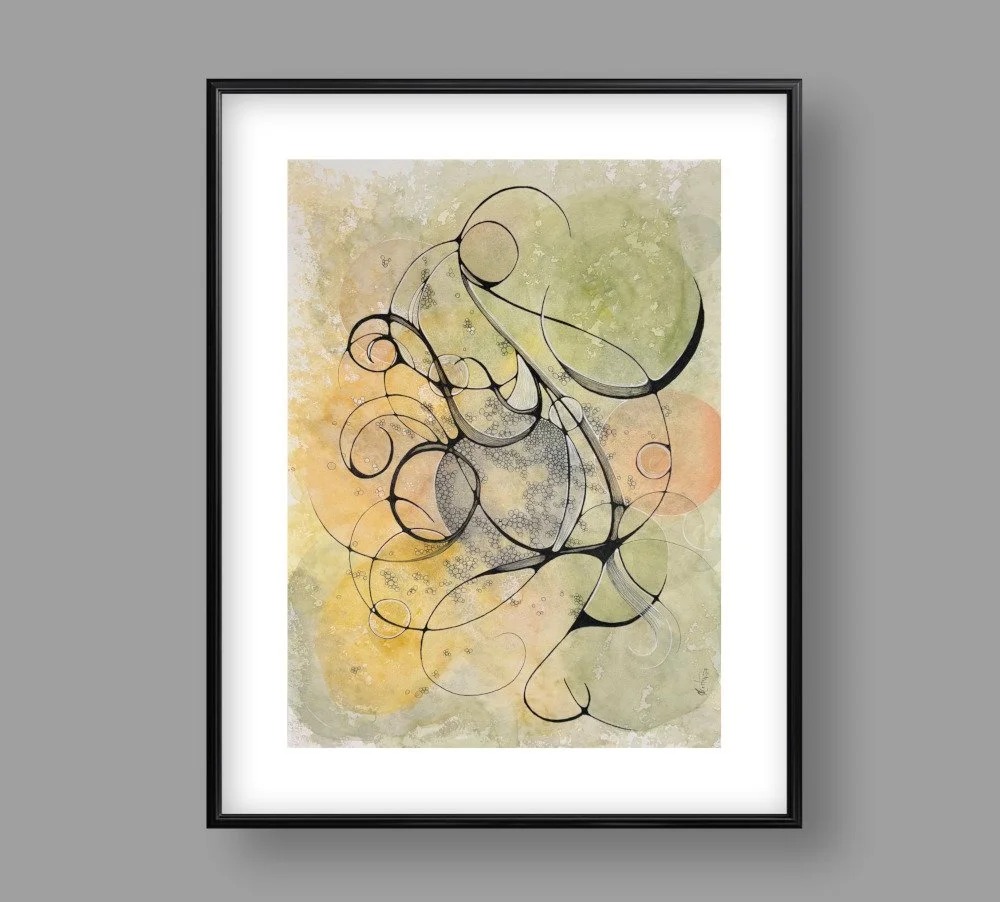 Exemple de cadre de l'aquarelle de couleurs pastels réalisée par Martine Giguère