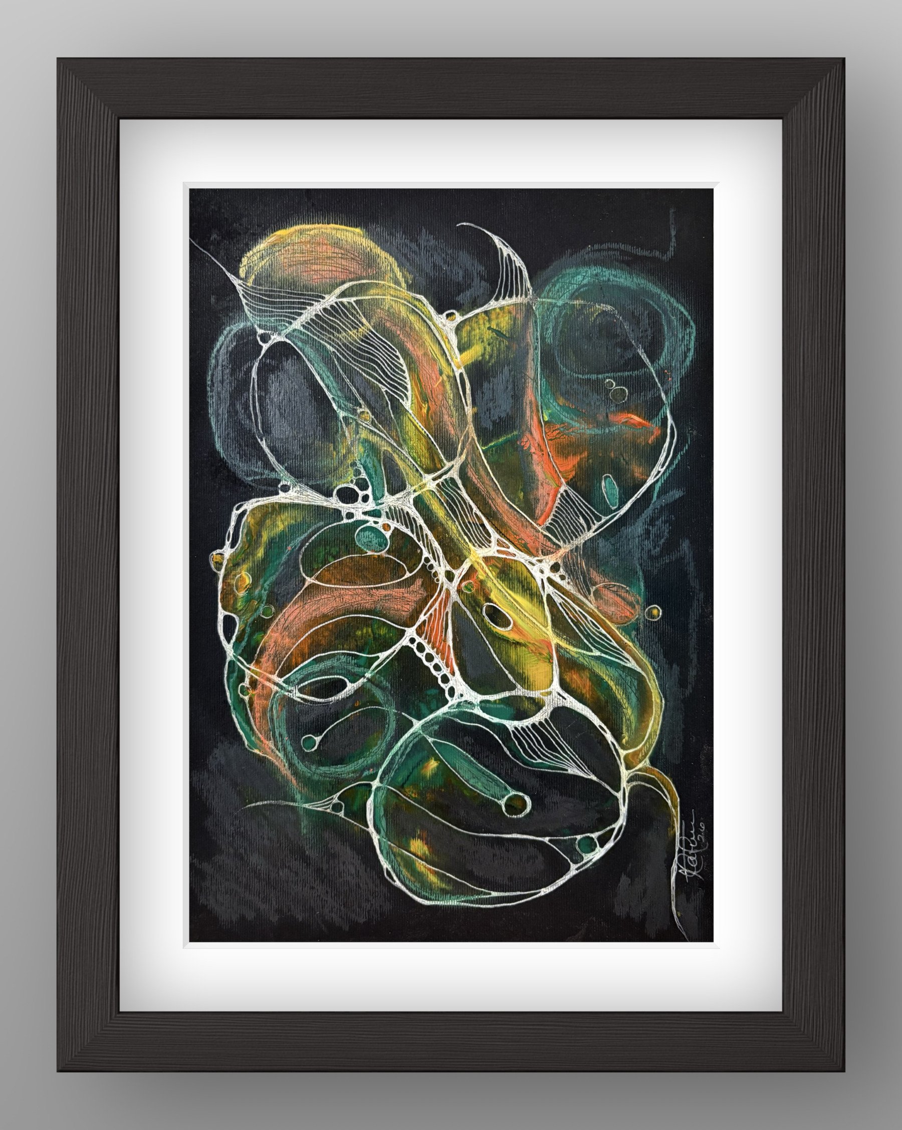 Aquarelle réalisée sur papier noir par Martine Giguère